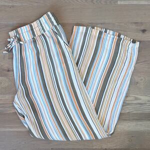Prana Fernie Beach Pants Pull On Wide Leg Modal Vertical Stripe Womens Size XL
